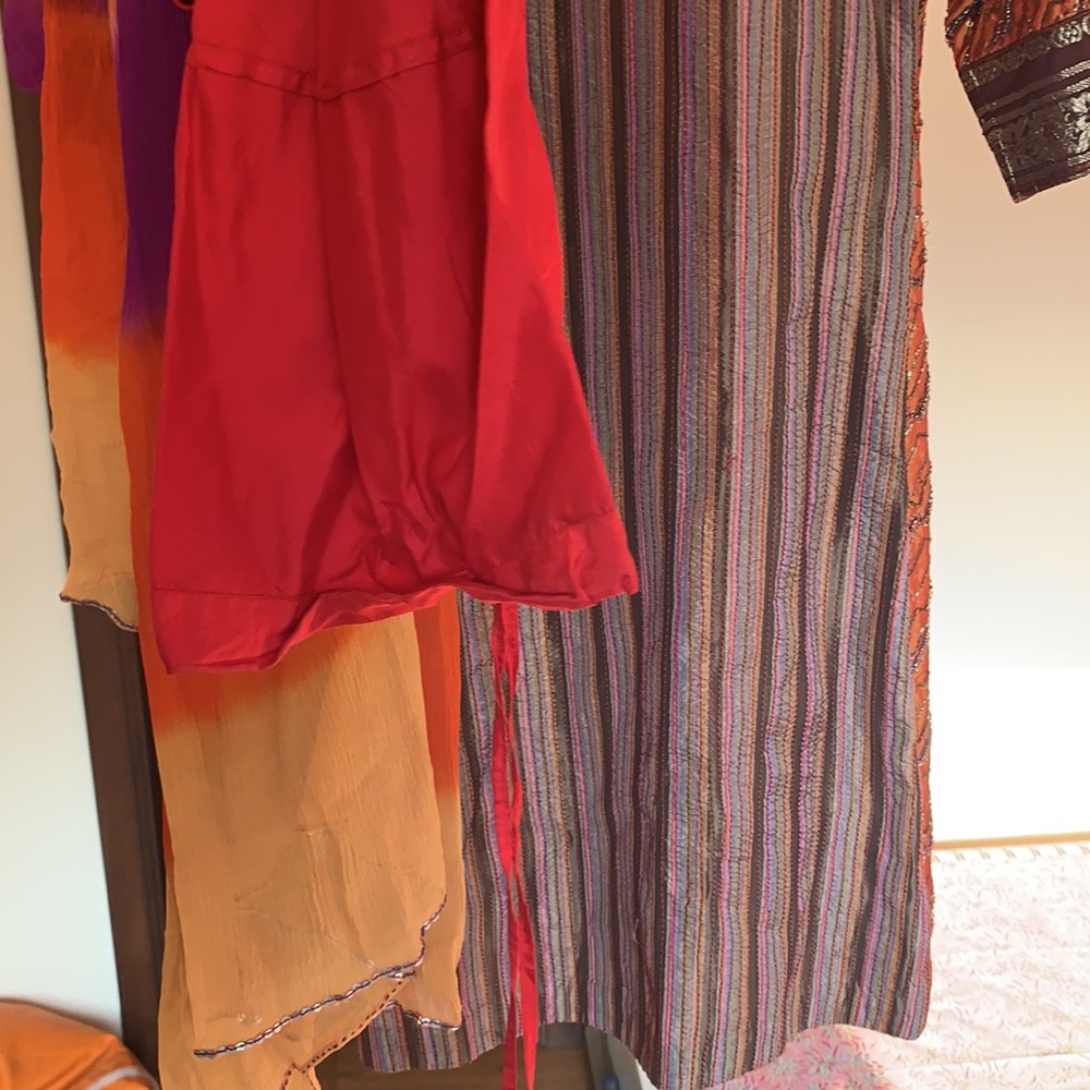 FESTIVE ORANGE A LINE KURTA:knee length with heavy all over zardozi work. - Picture 12 of 13